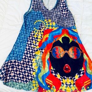 Ixora multi colored velvet mini dress.